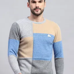 Monte Carlo Men Colourblocked Woollen Pullover-image-77