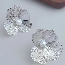BEYTER Sterling Silver Pearls Beaded Floral Shaped Drop Earrings-image-40