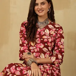 Anouk Rustic Women Floral Printed Regular Pure Cotton Kurta with Palazzos-48