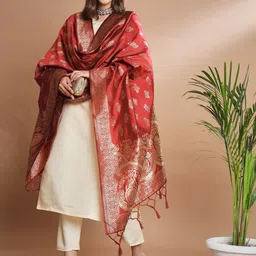 VredeVogel Round Neck Three-Quarter Sleeves Regular Kurta With Trouser With Dupatta-picture-12