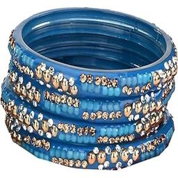 SOMIL Set of 16 Brown Alloy Artificial Stones & Beads Bangles-image-73