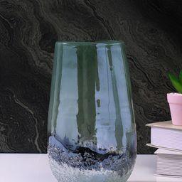 TAYHAA Green & Grey Textured Glass FlowerVases-3