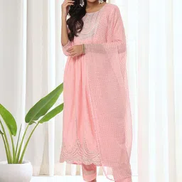 Sangria Women Floral Embroidered Kurta with Trousers & Dupatta-picture-56