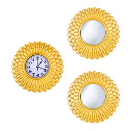 Myntra Elegant Homes Gold-Toned 3 Pcs Contemporary Wall Clock-image-100