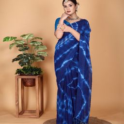 VRAGI Tie and Dye Pure Georgette Leheriya Saree-image-43
