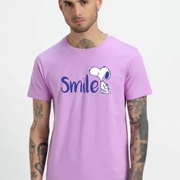 HESHA Men Snoopy Typography Printed Round Neck Cotton T-shirt-image-96