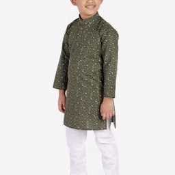 Pro-Ethic STYLE DEVELOPER Boys Green Printed Kurta with Pyjamas image 5