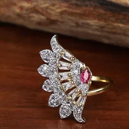 Anouk Gold Plated Cubic Zirconia Stone Studded Finger Ring-42