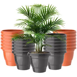 Kuber Industries Set Of 24 Orange-Coloured & Black Planter With Pot image 1