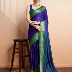 SILKWEAR Woven Design Zari Pure Cotton Paithani Saree-picture-27