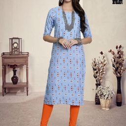 HERE&NOW Selection Of 2 Geometric Printed Round Neck Straight Kurta-68