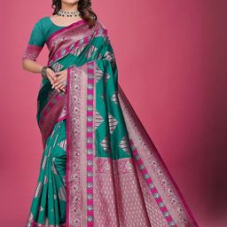 VS MALL Turquoise Blue Art Silk Sarees-image-102