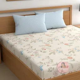 CHHAVI INDIA Beige Floral Printed 210 TC Microfiber King Bedsheet Set 2.75 cm x 2.50 cm-image-99