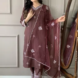 DEVATITHI Brown Slub Kurta Set-picture-37