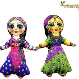 vrindavanstore.in Radha Krishna with Lalita and Vishakha Sakhi Soft and Plush - 7.5 inch image 4