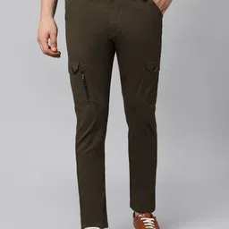 Hence Men Relaxed Tapered Fit Cargos Trousers-image-46