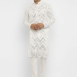 Devyom Men Embroidered Regular Thread Work Kurta with Pyjamas-picture-38