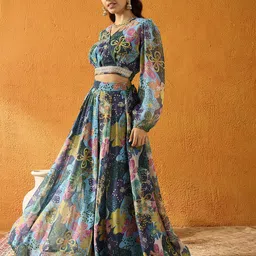 Noh.Voh - SASSAFRAS Kids Girls Printed Ready to Wear Lehenga &-picture-40