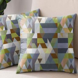 Aura Green & Grey 2 Pieces Abstract Printed Square Cushion Covers-16