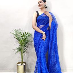 HI FI NX Floral Net Saree image 3