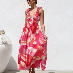 JC Mode Women Abstract Printed V-Neck Maxi Dress-picture-10