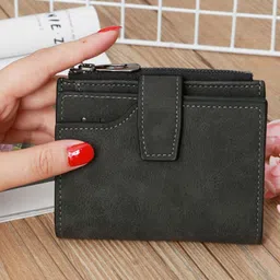 ITALISH Women Zip Detail Leather Two Fold Wallet-image-44