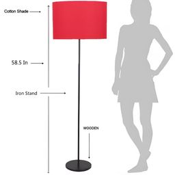 Devansh Red Cotton Drum Iron Cylindrical Floor Lamp-36