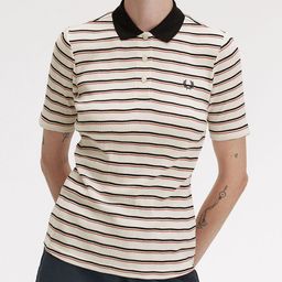 Fred Perry Women Striped Polo Collar Pockets Slim Fit T-shirt-image-44