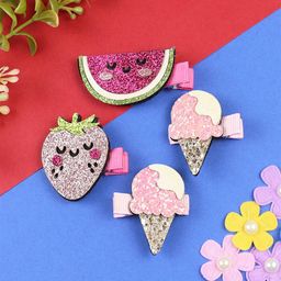 Asthetika Kids Girls Set of 4 Embellished Alligator Hair Clip-19