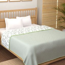 Story@home Green & White Floral AC Room 150 GSM Cotton Double Bed Dohar-picture-8