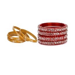 Somil Elegant Combo Glass Bangle Set | Handmade Traditional Chudi For Women | Perfect For Daily & Occasion Use, Combo of 2 Set, Yellow, Red-image-74