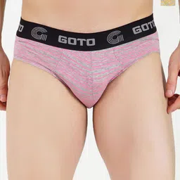 GOTO Pack Of 2 Striped Basic Briefs COTTON BLEND STRIP OUT EL DYellow Red-41