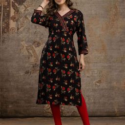DRESSAR Women Ethnic Motifs Printed Asymmetric Kurta-image-104