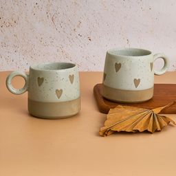 NURTURE INDIA White & Brown Printed Ceramic Glossy Mugs Set of Cups and Mugs-image-53