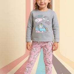 YK Girls Grey Cartoon Characters Printed Night suit-picture-40