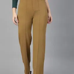 Brainbees Women Relaxed Straight Leg High-Rise Easy Wash Trousers-image-83