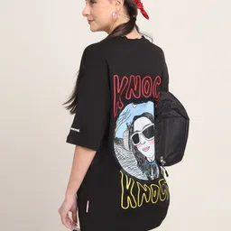 abnorml. Unisex Typography Printed Drop-Shoulder Sleeves Applique T-shirt image 2