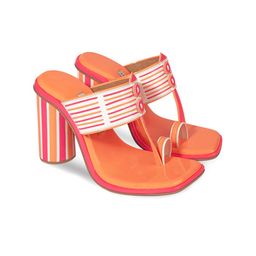 Aprajita Toor Striped Party Block Sandals with Tassels-12