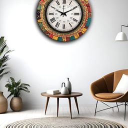 OLIVE TREE White & Black Printed Round Shaped Contemporary Wall Clock-53