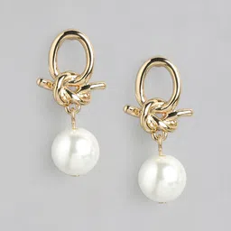 Forever New Gold Plated Beaded Contemporary Drop Earrings-4