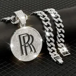 VAGHBHATT Silver-Plated Stone-Studded Hip-Hop Style Pendant With Chain-27