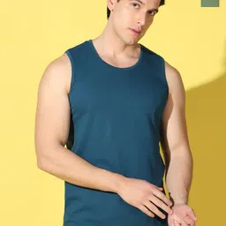 WOOSTRO 2-Pcs Odour-Free Combed Cotton Innerwear Vests VWS26(PLAIN PEACOCK)(ENJOY LGTGREE-image-82