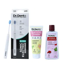 Dr.Dento Set Of 3 Mint Toothpaste- 125 ml & Mint Mouthwash- 300 ml With Toothbrush-image-14
