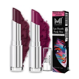 MI FASHION Set Of 2 Creamy Matte Long Lasting Lipstick-Maroon Glaze 06-Palatinate Purple12-46