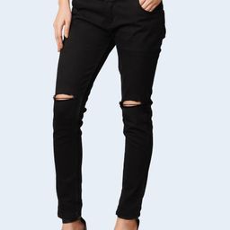 LINARIA Women Classic Slim Fit Slash Knee Cotton Jeans-image-86