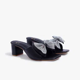 Carlton London Open Toe Block Heeled Sandals with Bows-44