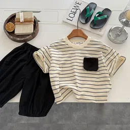 StyleCast x Revolte Kids Striped Pure Cotton T-shirt With Shorts-image-14
