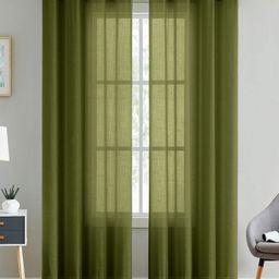 Aura Green 2 Pieces Linen Rod Pocket Long Door Curtains-image-69