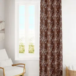 POORAK Brown & White 2 Pieces Floral Printed Sheer Door Curtain-image-33