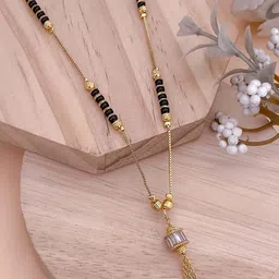 BELLEZA JEWELS Gold-Plated Artificial Stones and Beads Mangalsutra-42